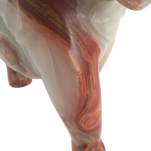 Hand-Carved Onyx Elephant Figurine – Natural Stone Decor with Raised Trunk - Picture 10 of 16